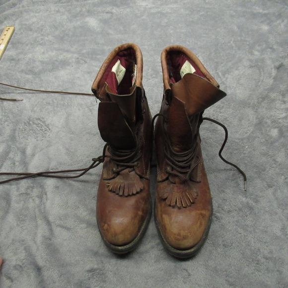 Double H Boots Men? 8.5D Brown Leather Work Kiltie Steel Toe Waterproof RARE VTG main image 8